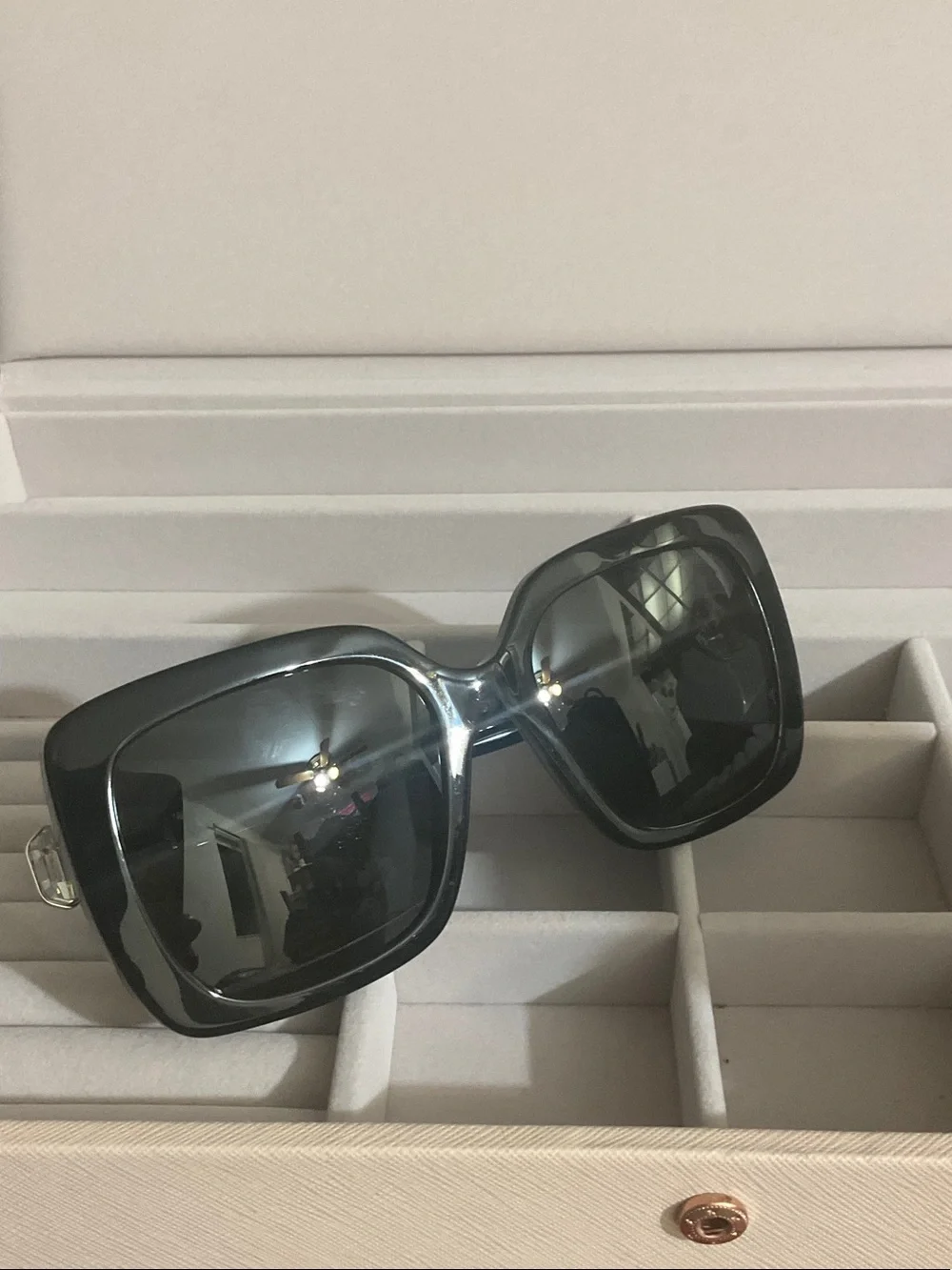 Swarovski Black Square Women's Sunglasses with Silver Accents